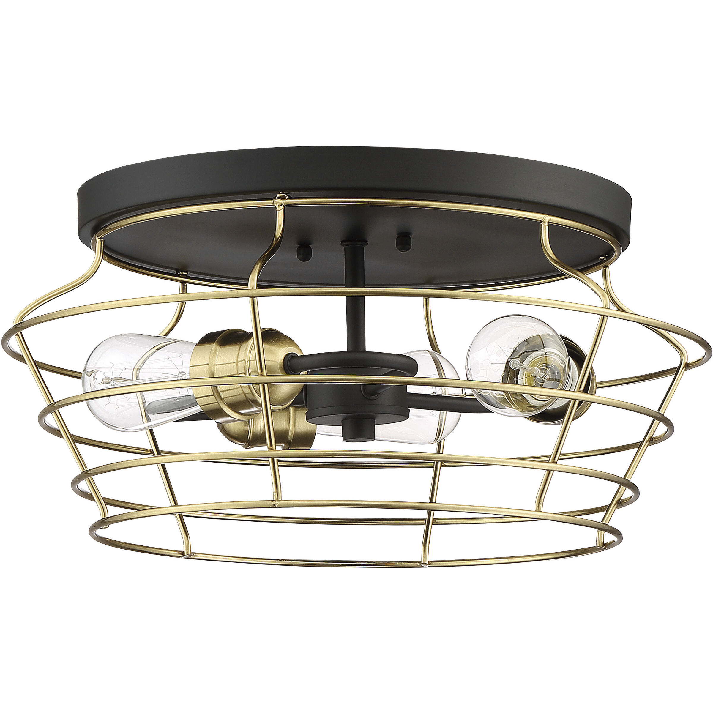 Neighborhood Thatcher 3 Light 16.5 inch Flat Black/Satin Brass Flushmount Ceiling Light in Flat Black and Satin Brass, Neighborhood Collection