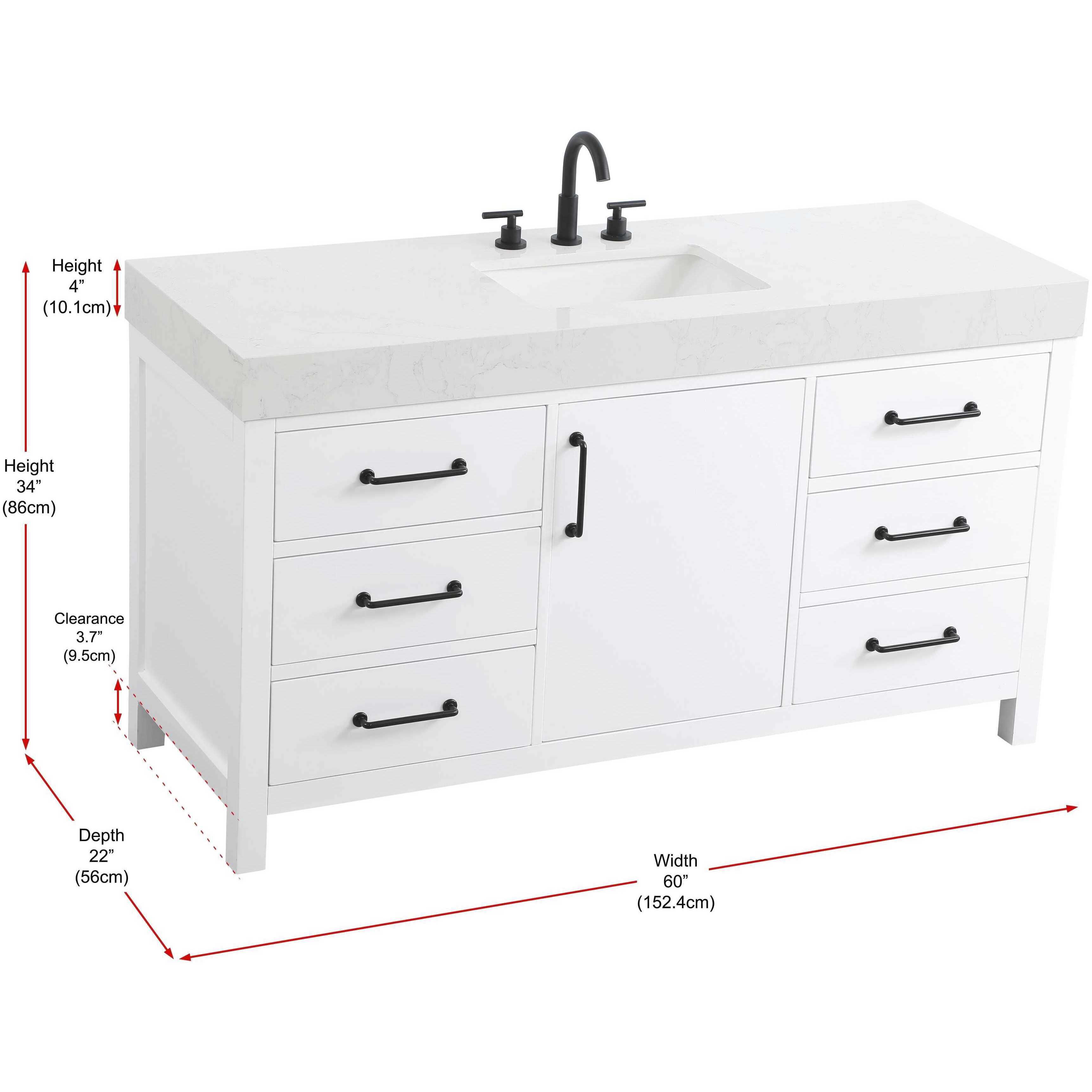 Nathan 60 X 34 inch White Bathroom Vanity Cabinet