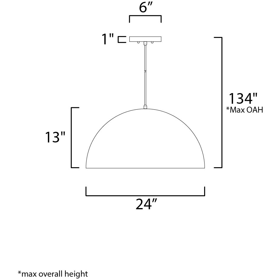 Hemisphere LED 24 inch Gloss Black and Aluminum Single Pendant Ceiling Light