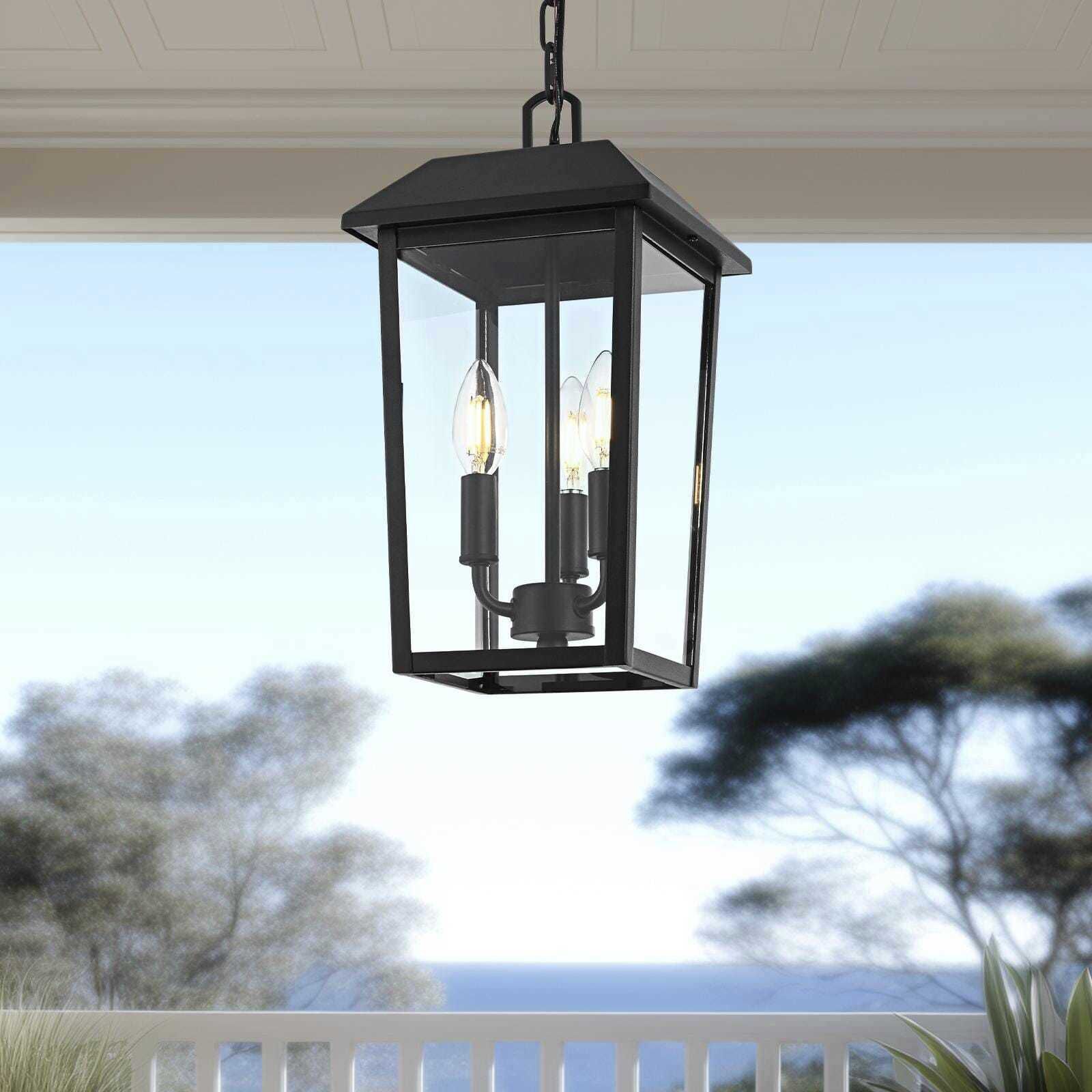 Riggs 3 Light 8 inch Black Outdoor Pendant