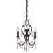 ML 3 Light 11.5 inch Vintage Bronze Mini Chandelier Ceiling Light