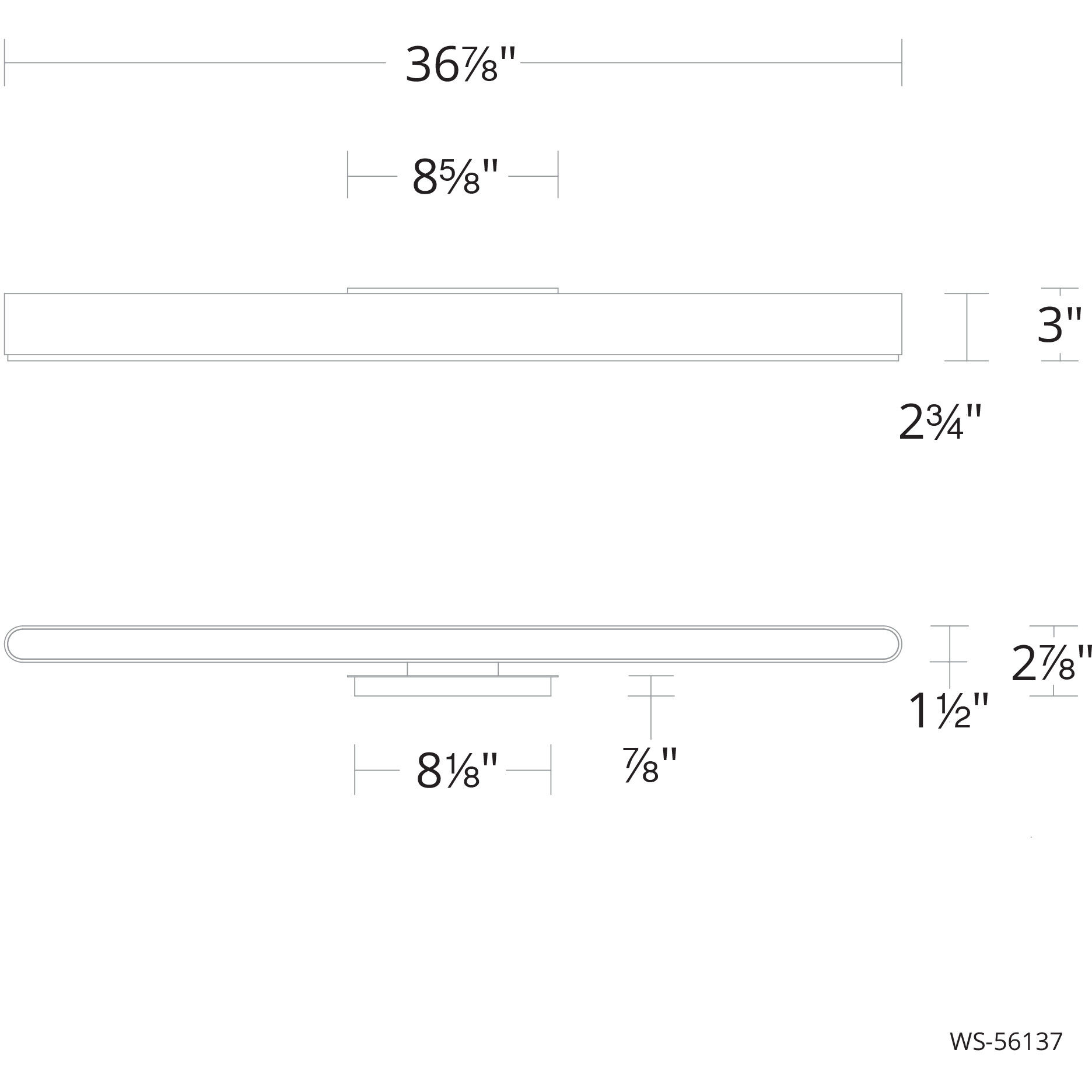 0 to 60 LED 36.88 inch Black Bath Vanity & Wall Light in 3500K, 37in.