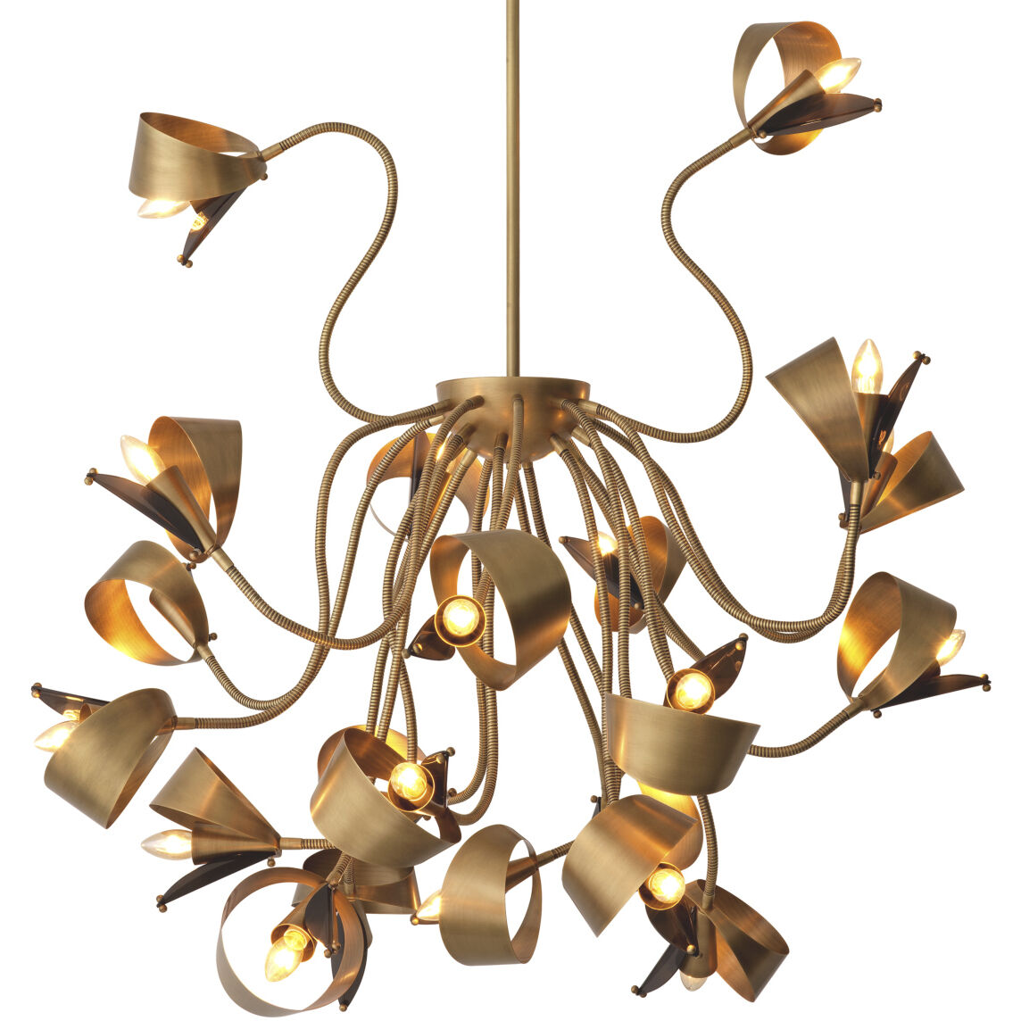 Corrientes 21 Light 51.18 inch Antique Brass with Grey Acrylic Chandelier Ceiling Light