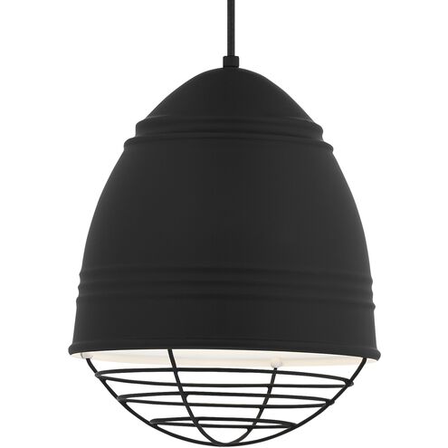 Loft LED 11.6 inch Rubberized Black w/ White Interior Pendant Ceiling Light in LED 90 CRI 2700K, Rubberized Black/White