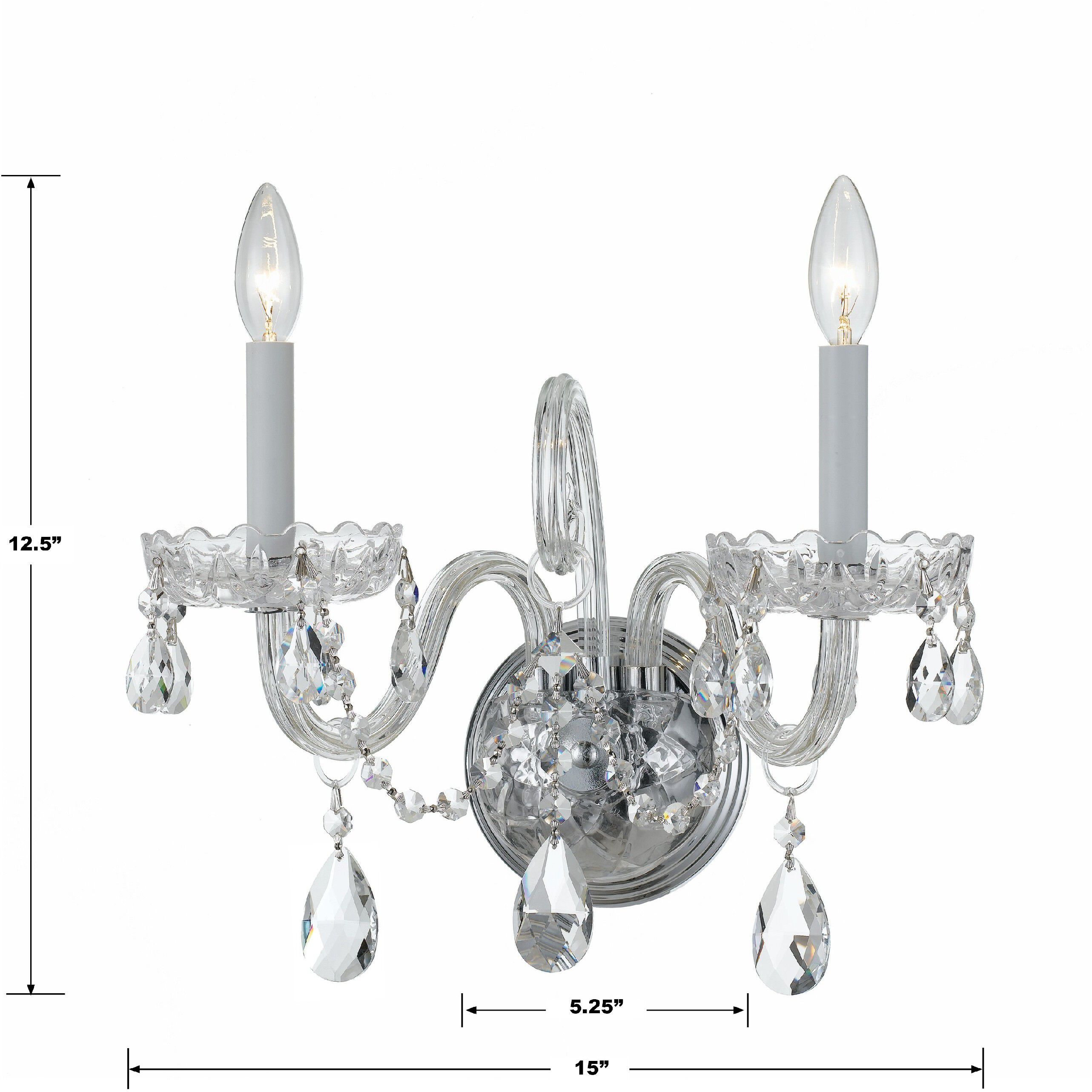 Traditional Crystal Sconce Wall Light in Clear Hand Cut, Polished Chrome