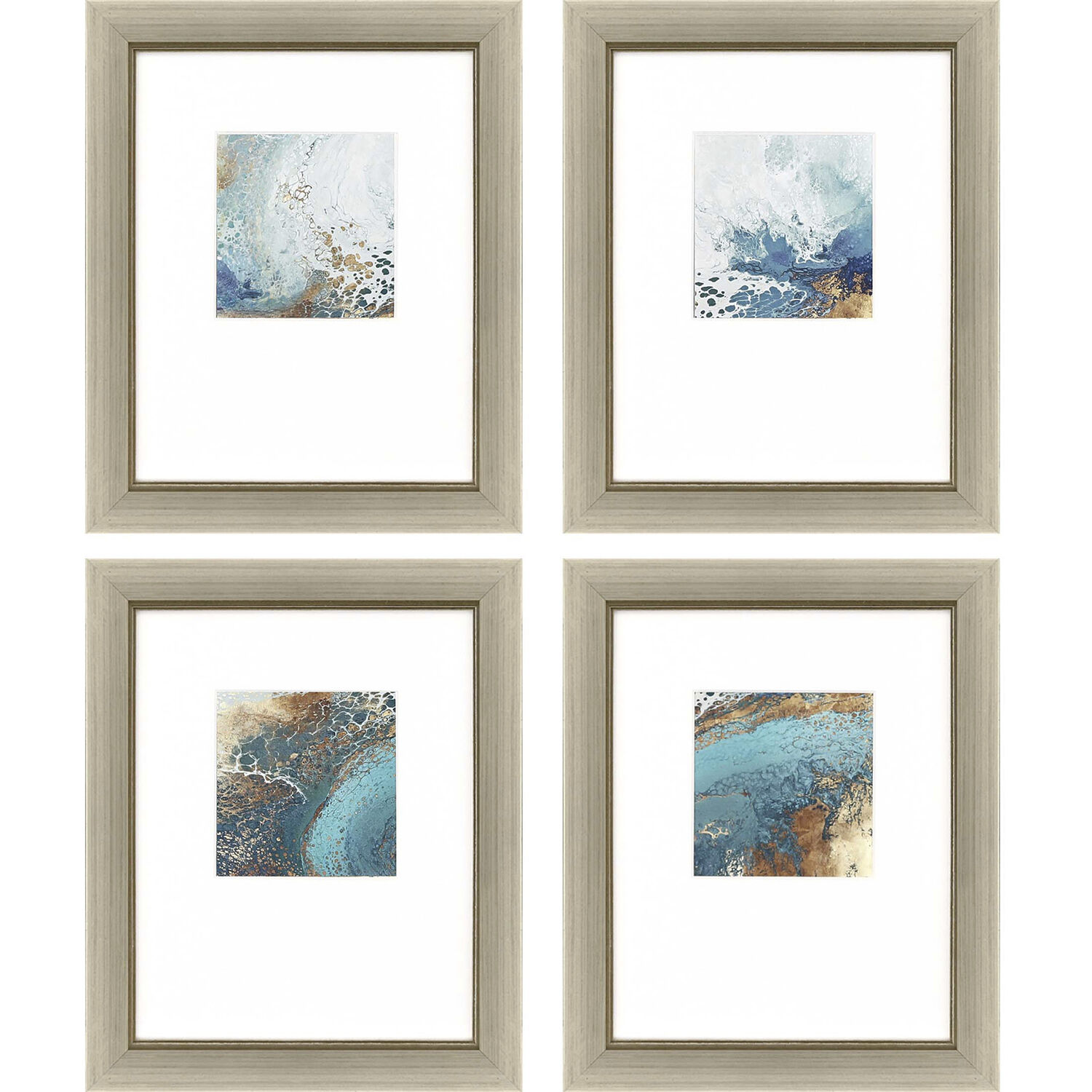 Abstract Blue and Turquoise and Brown and White Framed Art