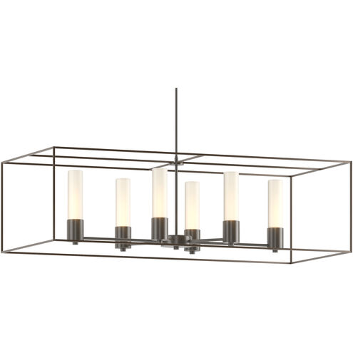 Portico 6 Light 42 inch Dark Smoke and Bronze Pendant Ceiling Light in Dark Smoke/Bronze, Opal