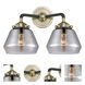 Nouveau Fulton 2 Light 15 inch Black Antique Brass Bath Vanity Light Wall Light in Plated Smoke Glass, Nouveau
