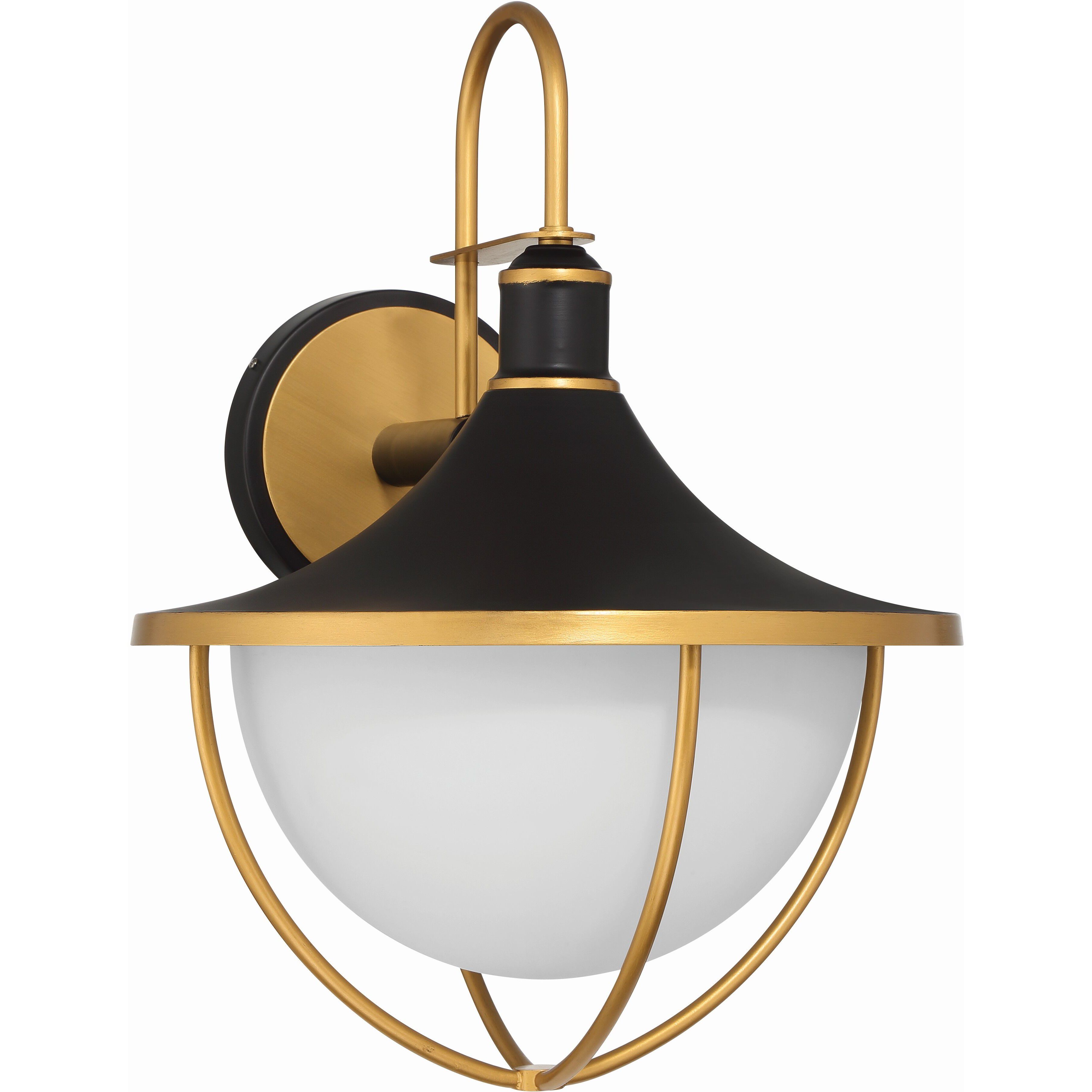 Atlas 3 Light 22 inch Matte Black and Textured Gold Outdoor Sconce