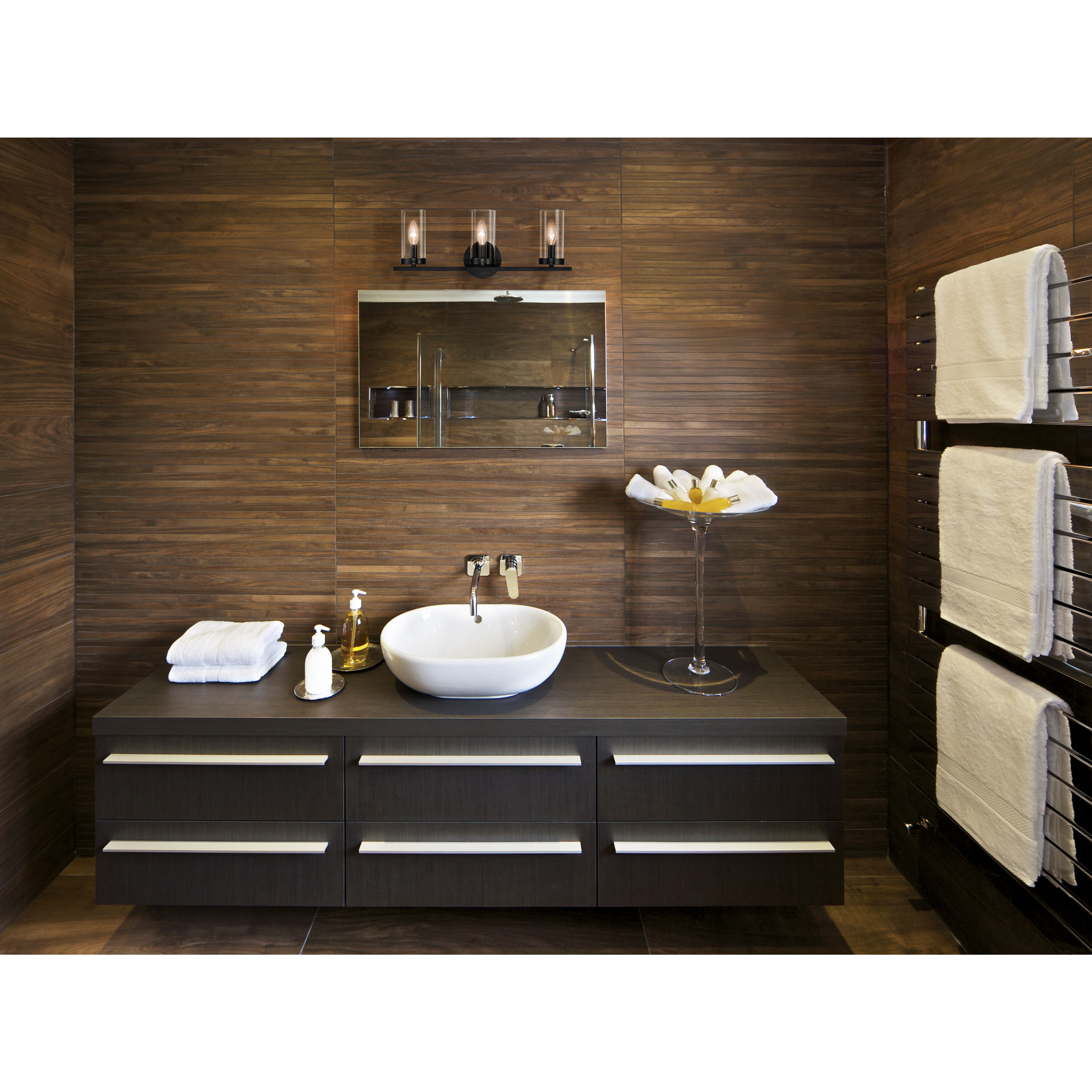 Sentinel 3 Light 21 inch Black Bath Vanity Wall Light