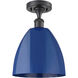Ballston Plymouth Dome LED 9 inch Matte Black Semi-Flush Mount Ceiling Light in Matte Blue