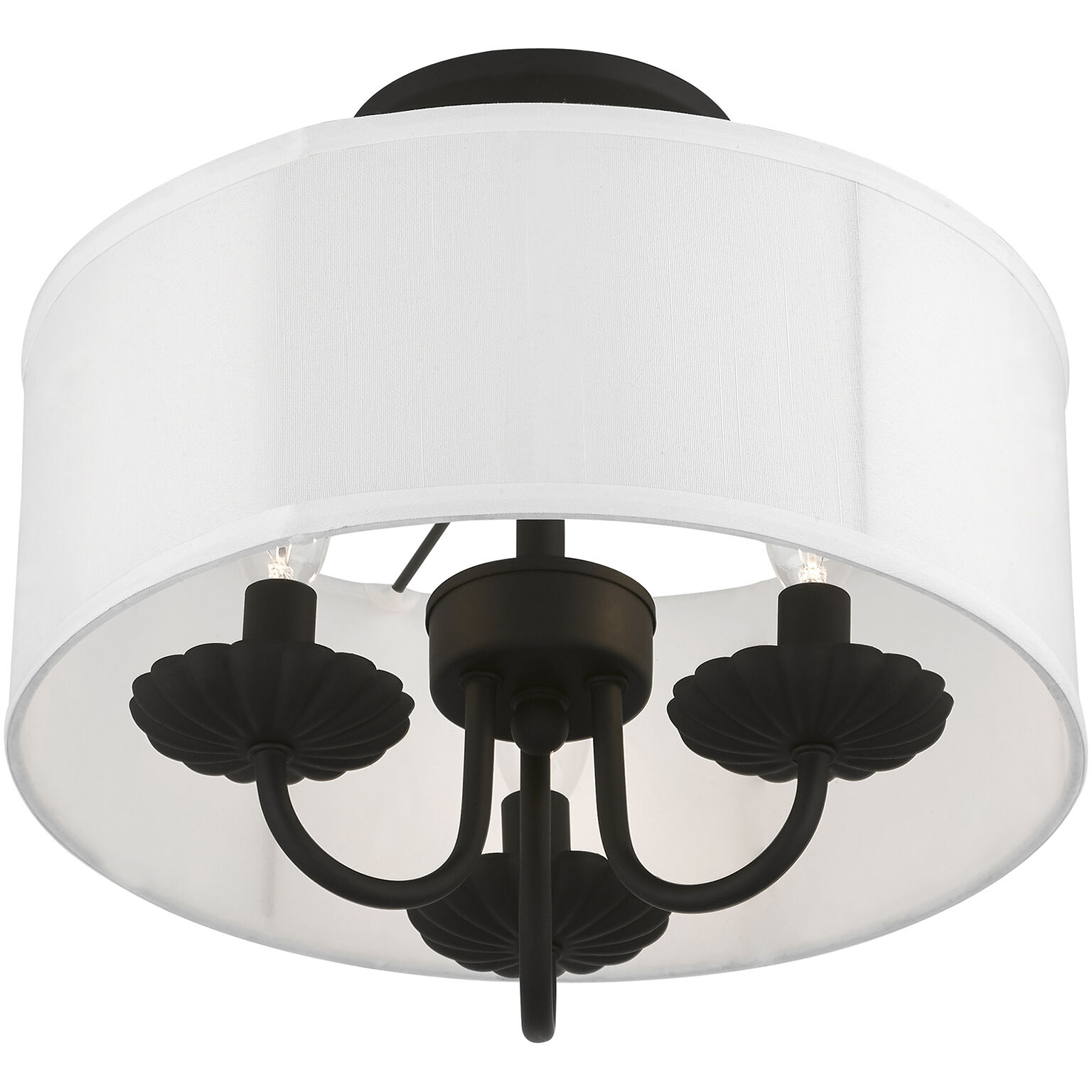 Brookdale 3 Light 13 inch Black Semi-Flush Mount Ceiling Light