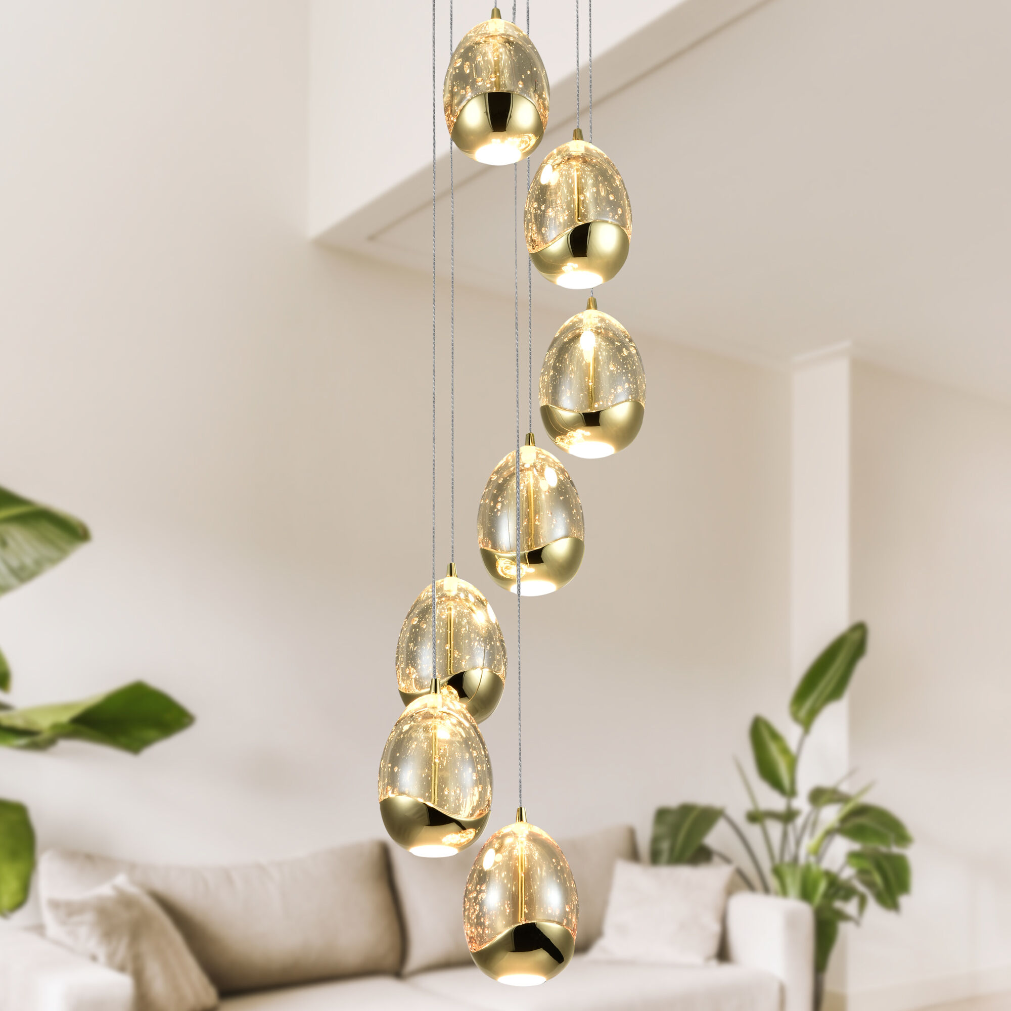 Artisan Collection/VENEZIA Series 7 Light 9 inch Gold Pendant/Chandelier Ceiling Light