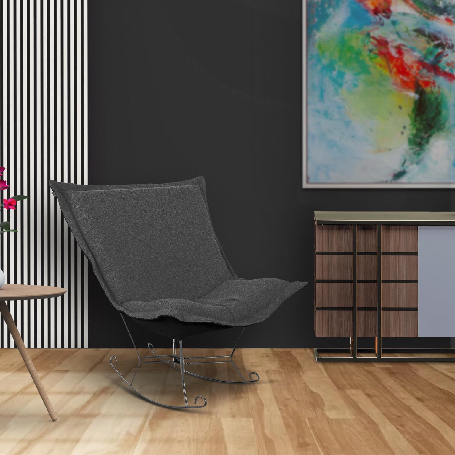 Barbet Charcoal Chair Cover & Cushion