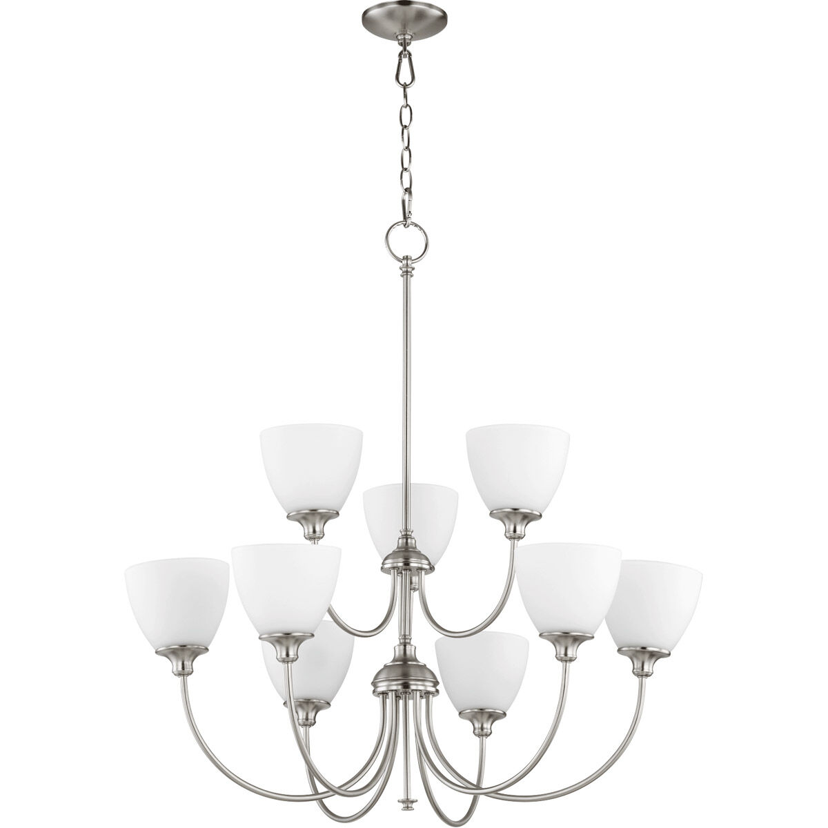 Celeste 9 Light 32 inch Satin Nickel Chandelier Ceiling Light, Satin Opal