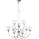 Celeste 9 Light 32 inch Satin Nickel Chandelier Ceiling Light, Satin Opal