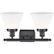 Ballston Large Cone LED 16 inch Matte Black Bath Vanity Light Wall Light in Matte White Glass, Ballston