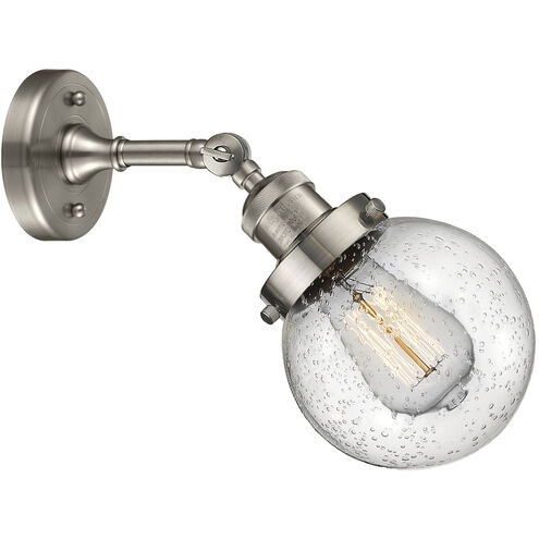 Franklin Restoration Beacon 1 Light 6 inch Brushed Satin Nickel Sconce Wall Light in Seedy Glass, Franklin Restoration