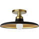 Quentin 1 Light 12 inch Matte Black and Aged Brass Semi Flush Mount Ceiling Light