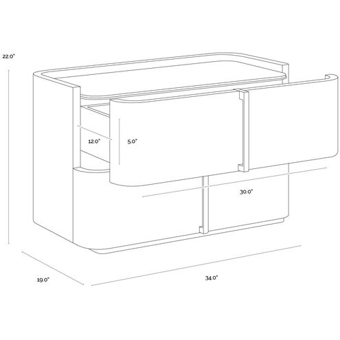 Jamille 34 X 18 inch Cognac Night Stand, Large