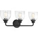 Vale 3 Light 24 inch Black Bathroom Vanity Light Wall Light, Essentials