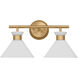 Drew & Jonathan Belcarra 2 Light 17.25 inch Satin Brass Wall Bath Fixture Wall Light