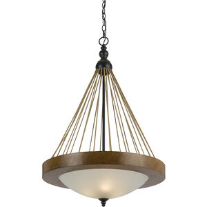 Monticello 3 Light 21 inch Metal and Wood Pendant Ceiling Light