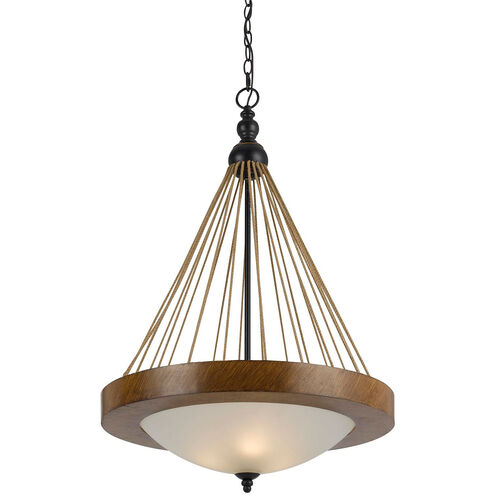 Monticello 3 Light 21 inch Metal and Wood Pendant Ceiling Light