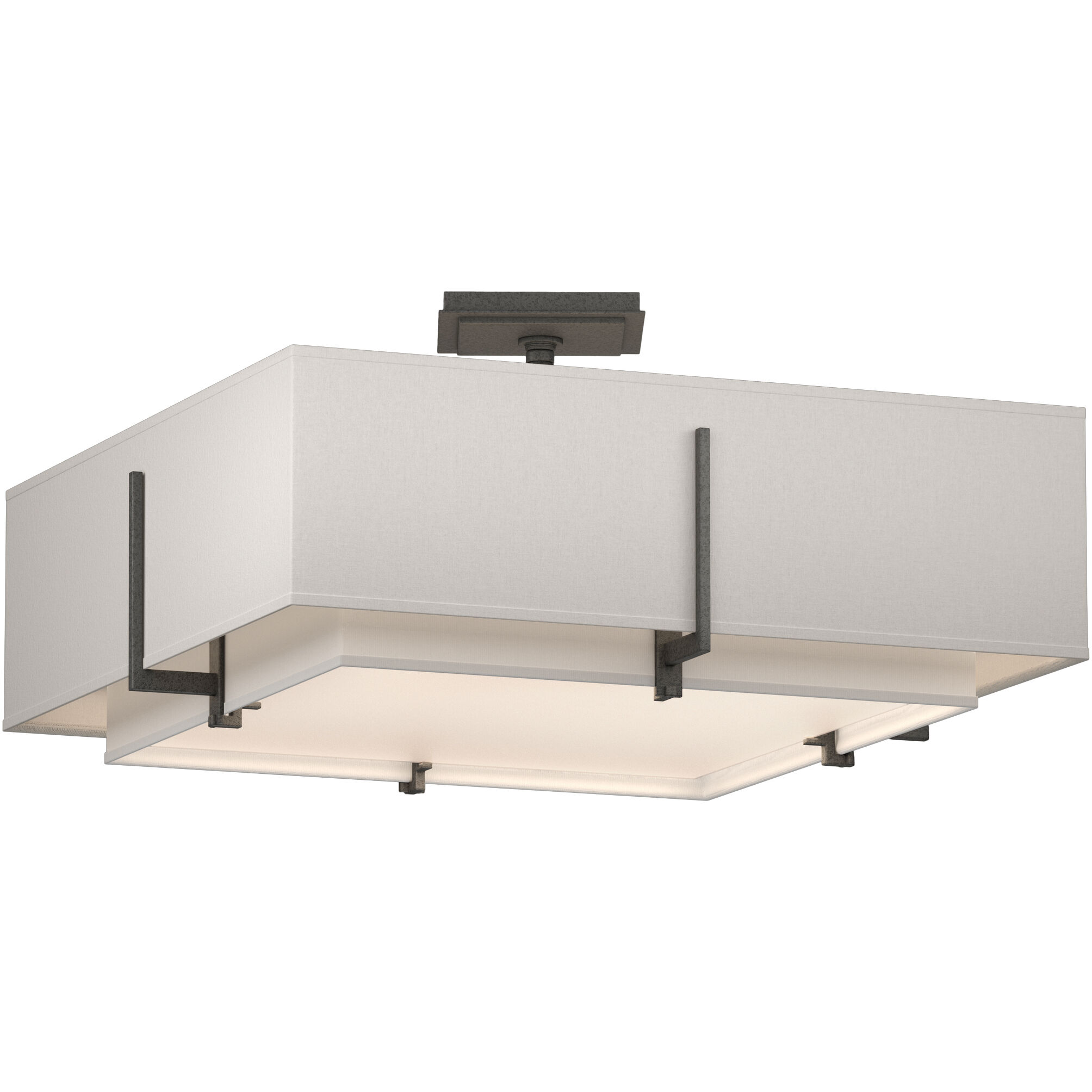 Exos 4 Light 20.6 inch Natural Iron Semi-Flush Ceiling Light in Natural Anna/Flax, Square