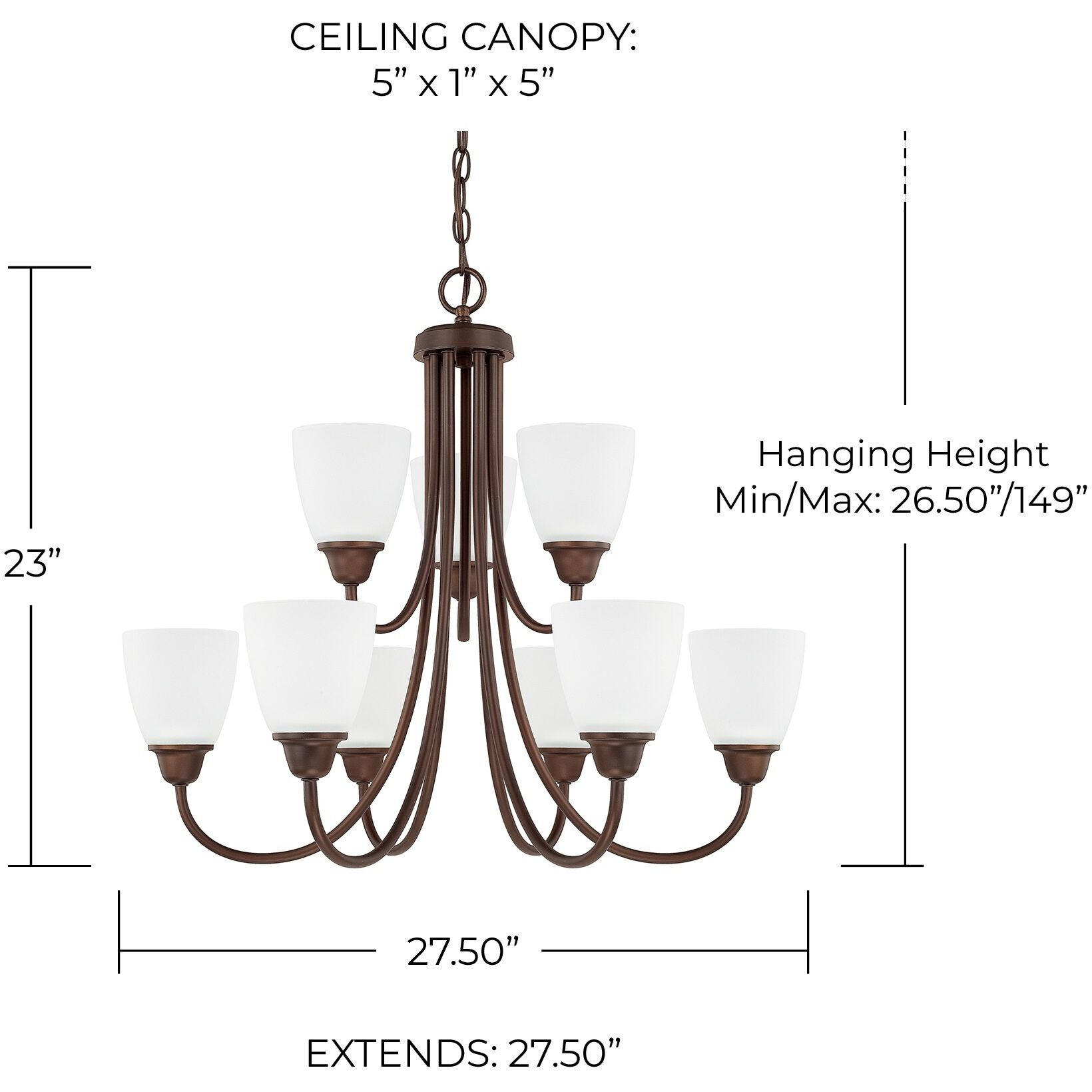Trenton 9 Light 28 inch Bronze Chandelier Ceiling Light