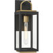 Fenmark 1 Light 16 inch Dark Matte Black and Legacy Brass Outdoor Wall Lantern