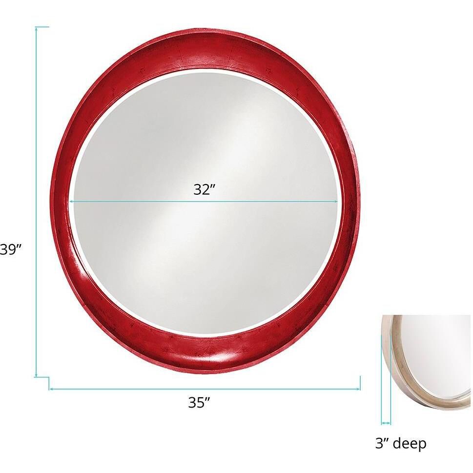 Ellipse 39 X 35 inch Glossy Red Wall Mirror