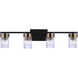 Bond Street 4 Light 27 inch Flat Black/Satin Brass Vanity Light Wall Light