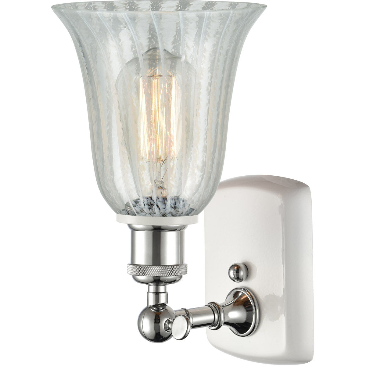 Ballston Hanover LED 6.25 inch White and Polished Chrome Sconce Wall Light in Mouchette Glass, Ballston