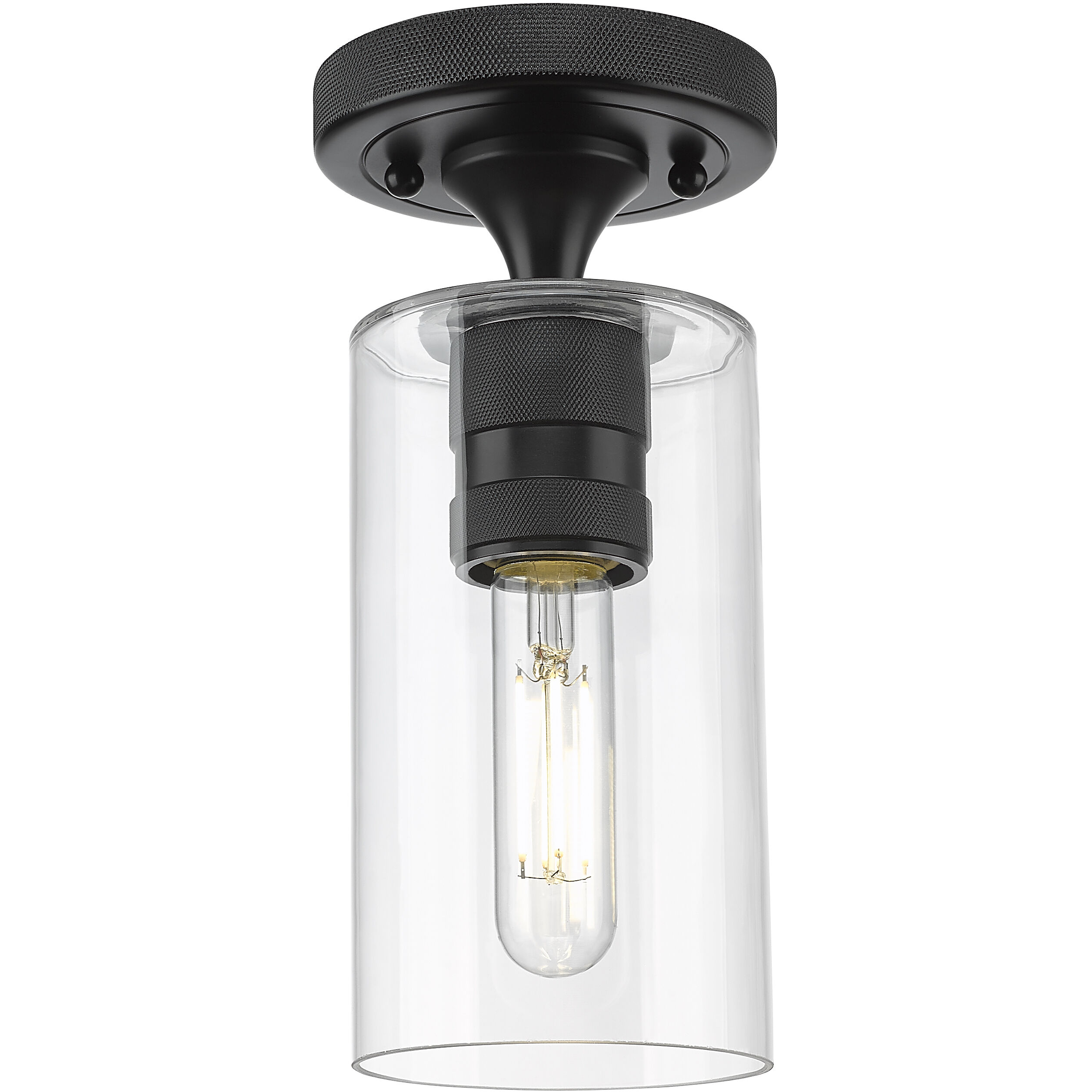 Downtown Urban Crown Point 1 Light 3.88 inch Matte Black Flush Mount Ceiling Light in Clear