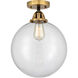 Nouveau 2 Beacon 1 Light 12 inch Black Antique Brass Semi-Flush Mount Ceiling Light in Clear Glass