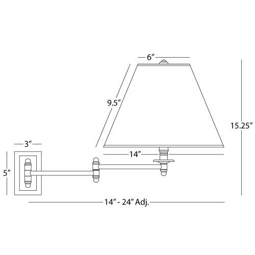 Kinetic 24 inch 150.00 watt Brushed Chrome Wall Swinger Wall Light in Oyster Linen