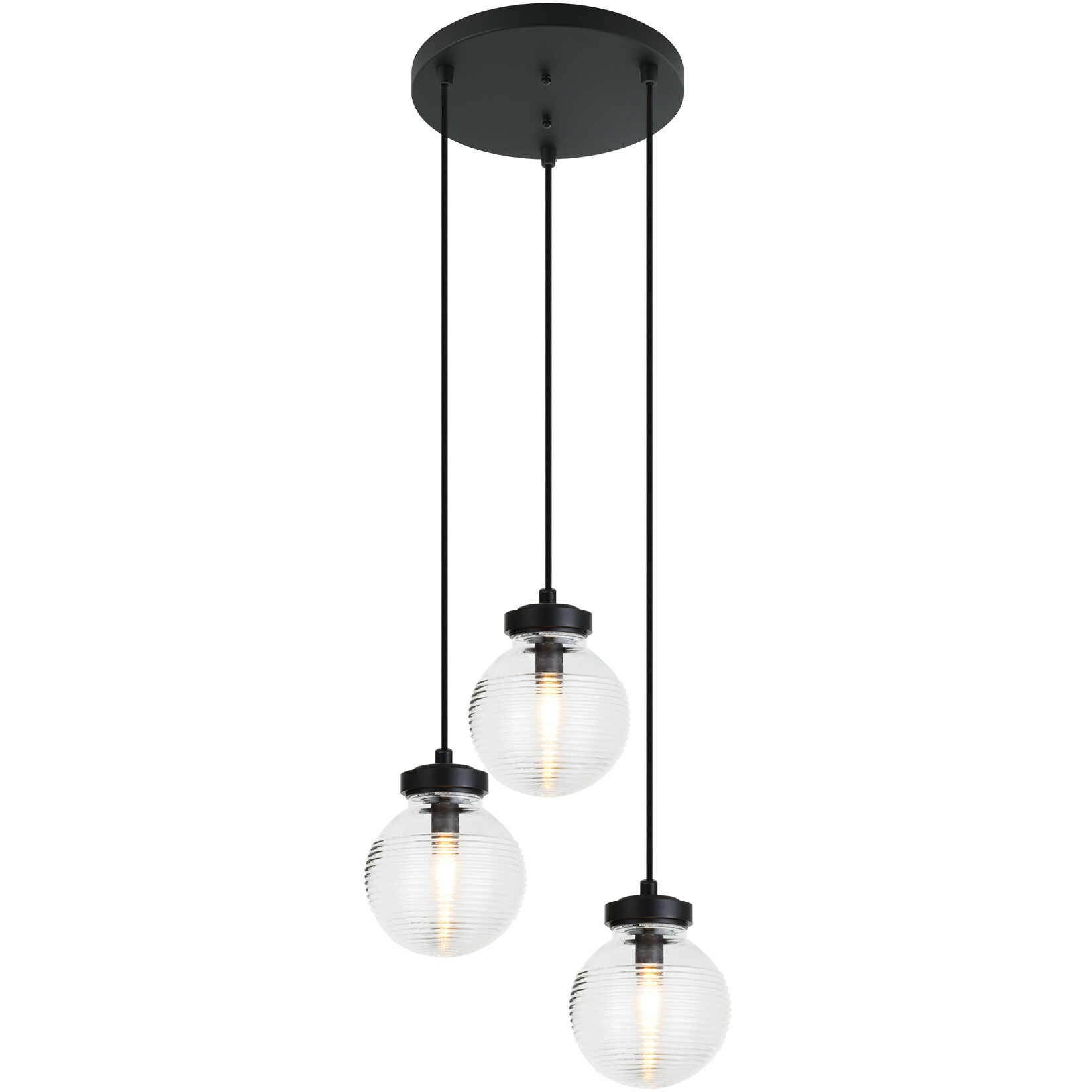 Ridge 3 Light 15.25 inch Matte Black Pendant Ceiling Light in Matte Black and Clear