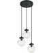 Ridge 3 Light 15.25 inch Matte Black Pendant Ceiling Light in Matte Black and Clear