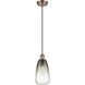 Ballston Brookhaven Almond 1 Light 6 inch Antique Copper Mini Pendant Ceiling Light in Slate Glass