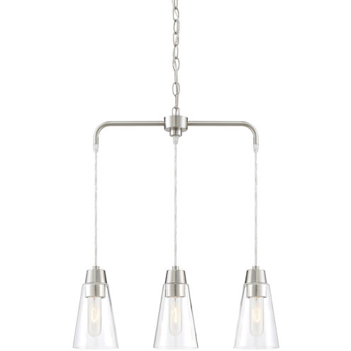 Echo 3 Light 20 inch Satin Platinum Chandelier Ceiling Light