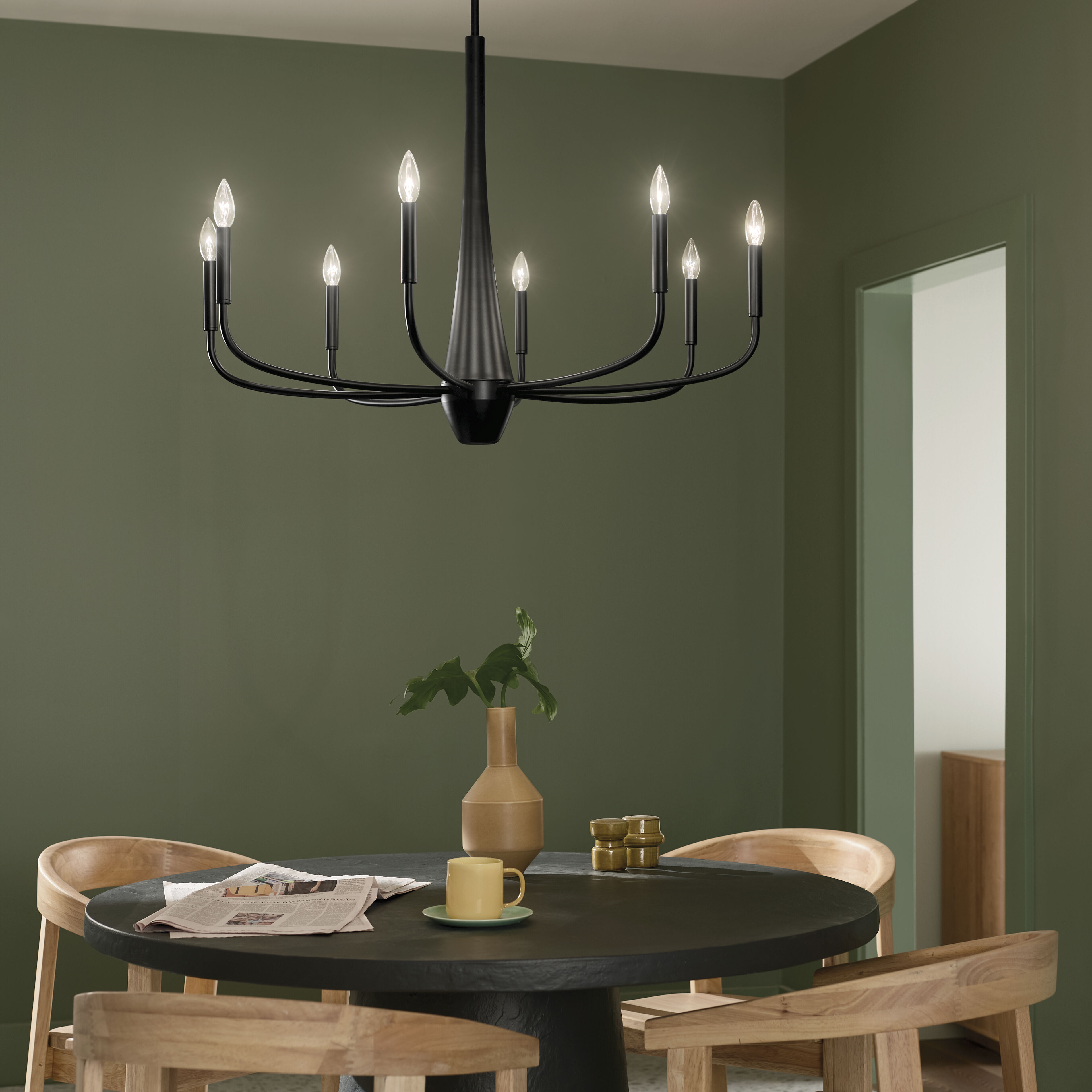 Deela LED 36 inch Black Chandelier Ceiling Light