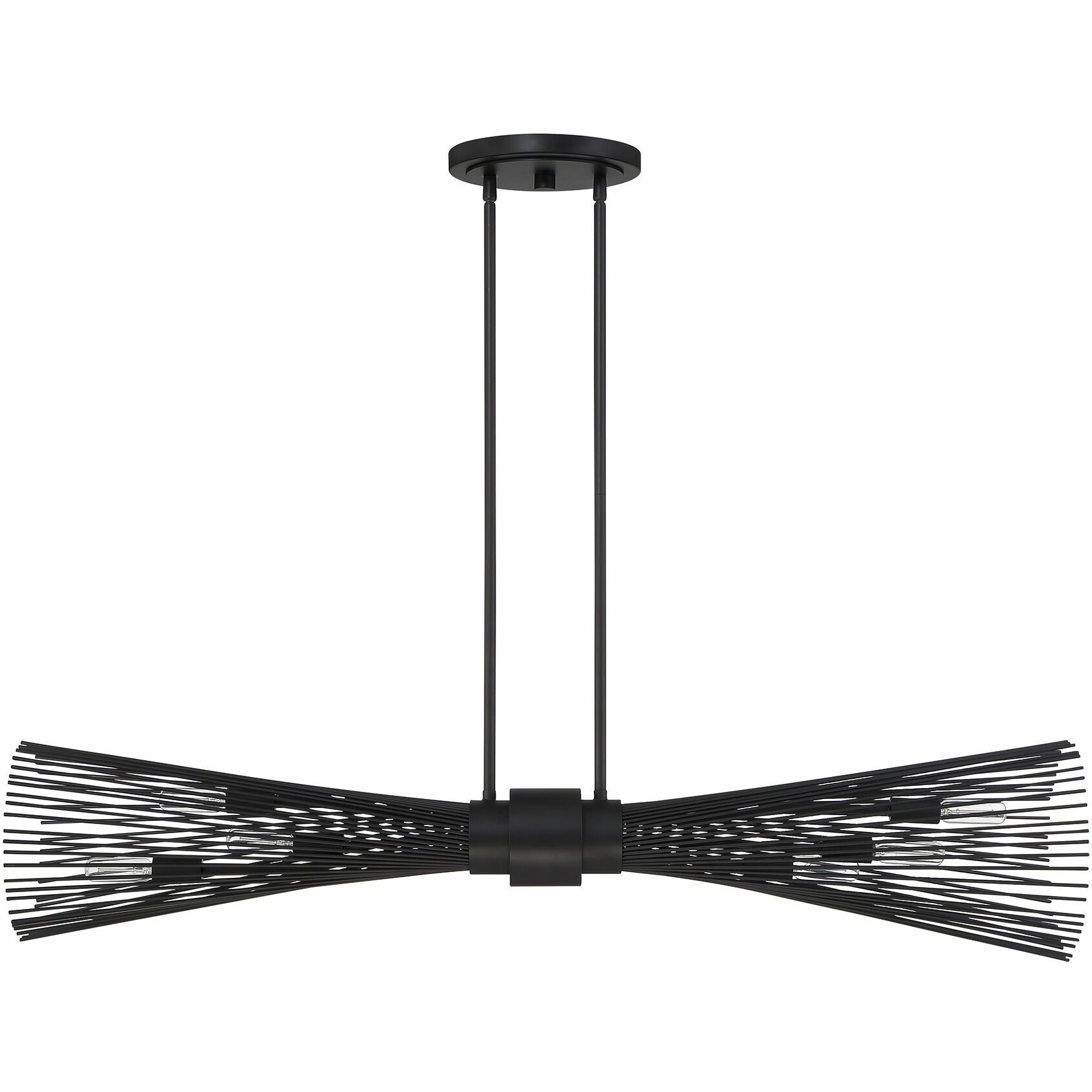 Longfellow 6 Light 42 inch Matte Black Linear Chandelier Ceiling Light