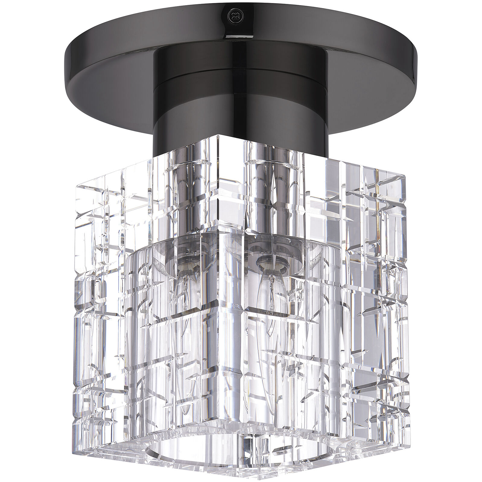 Rotterdam 1 Light 7 inch Black Chrome Crystal Semi-Flush Ceiling Light