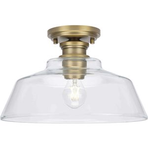 Singleton 1 Light 14 inch Vintage Brass Semi-Flush Mount Ceiling Light