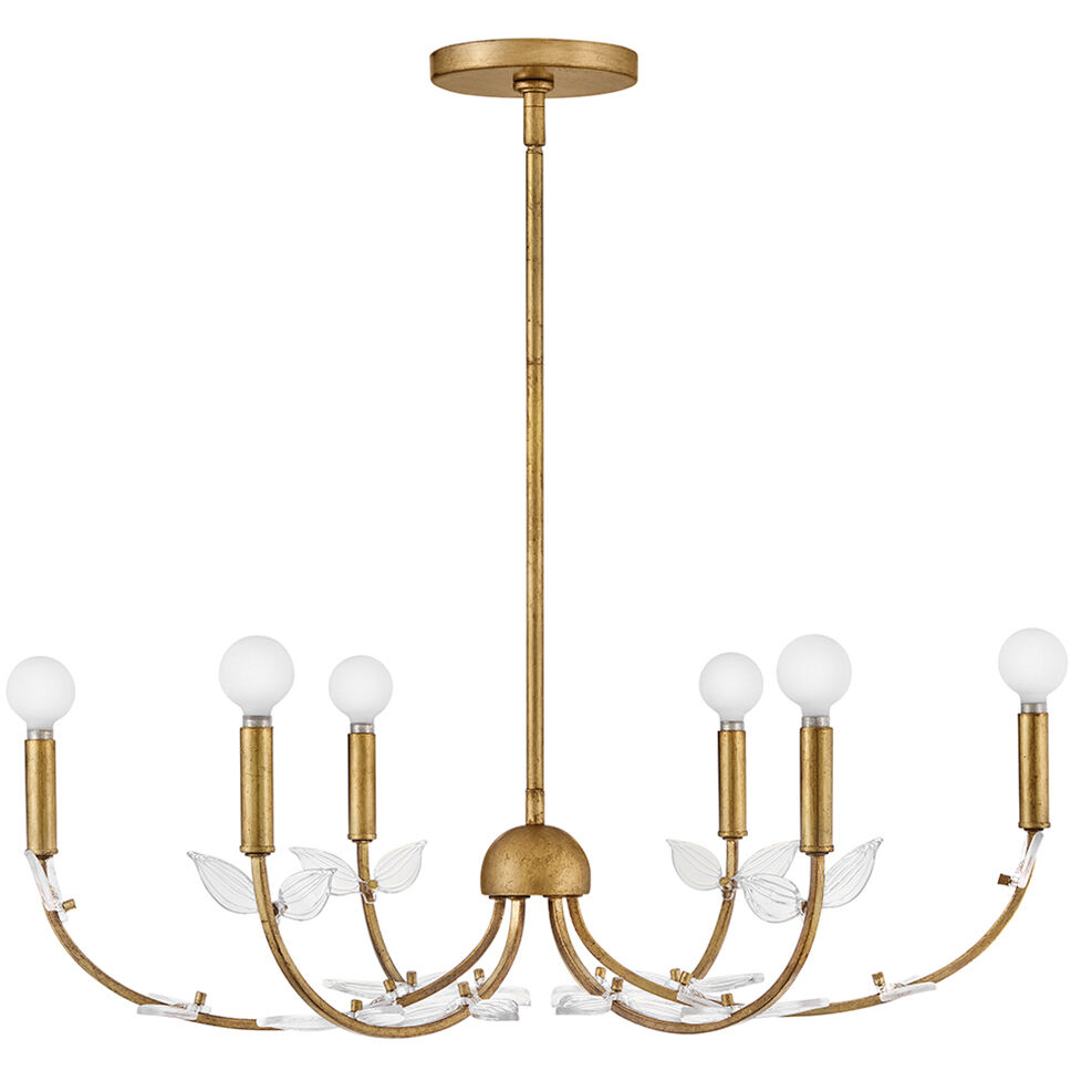 Aliso 6 Light 30 inch Distressed Brass Chandelier Ceiling Light