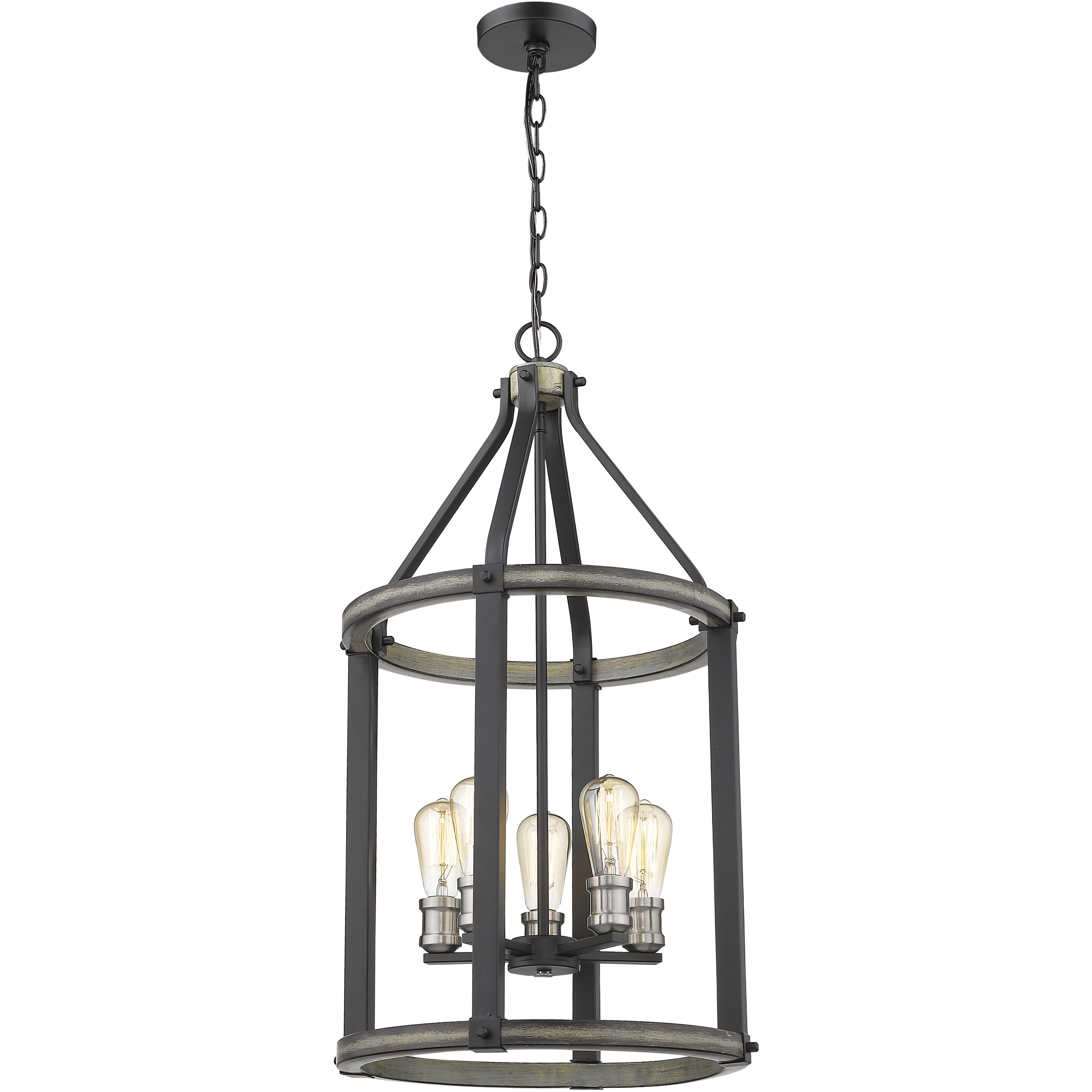 Kirkland 5 Light 16 inch Ashen Barnboard Chandelier Ceiling Light