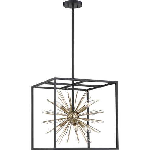 Spirefly 6 Light 17 inch Matte Black and Burnished Brass Pendant Ceiling Light