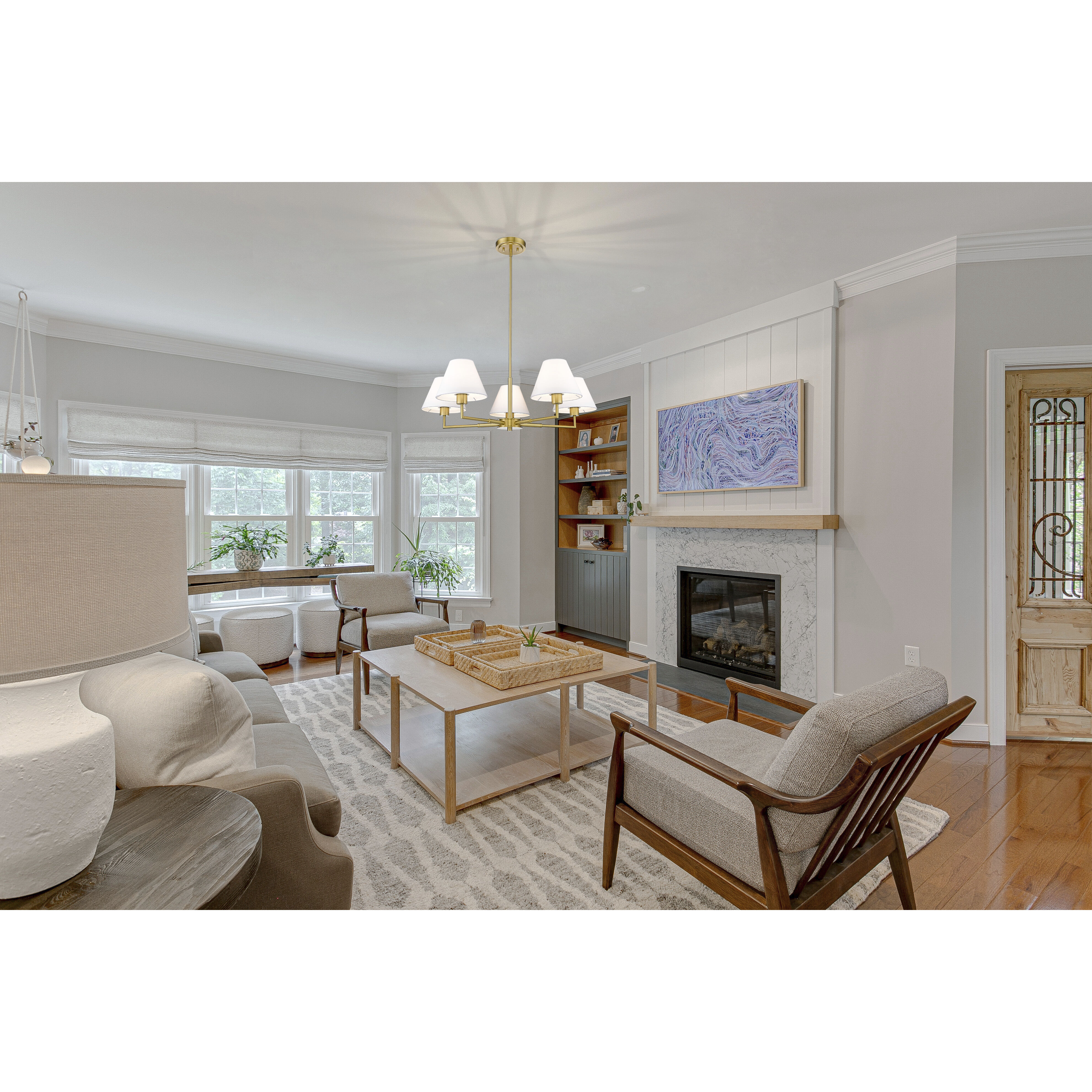 Leila 5 Light 34 inch Luxe Gold Chandelier Ceiling Light