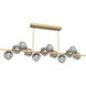 Luna LED 72 inch Gilded Brass Chandelier Ceiling Light in 2700K LED, Geo Inner - Smoke Outer, Twisted Branch